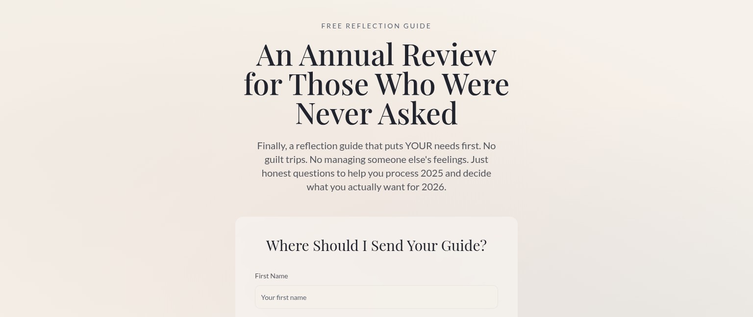 Annual Review Guide journal with pen